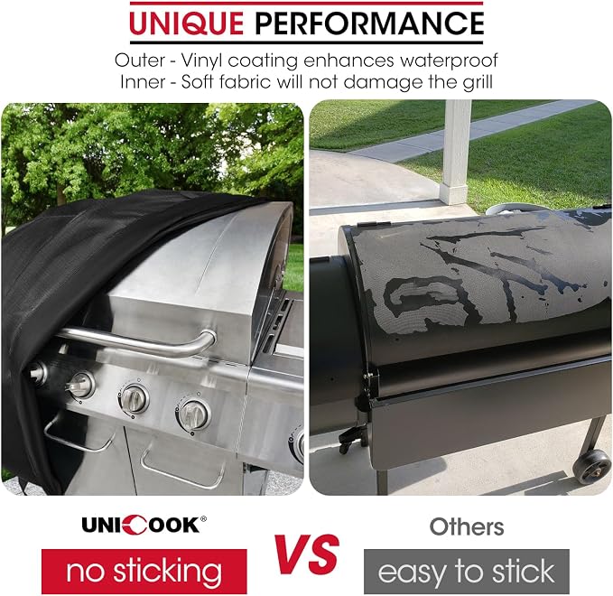 Unicook Pellet Grill Cover Compatible with Traeger 22 Series, Lil Tex, Outdoor Full Length Pellet Smoker Cover, Unique UV Resistant Waterproof Vinyl Exterior with Polyester Lining