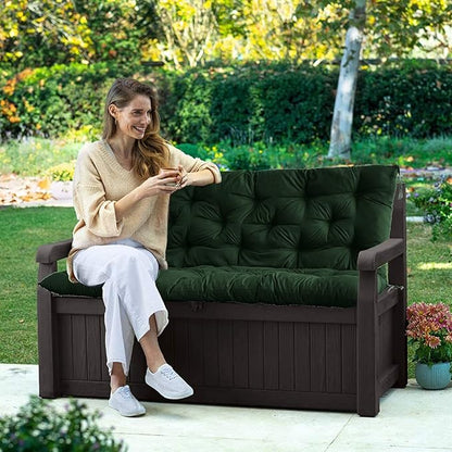 Swing Replacement Seat Cushions, 2-3 Seater Bench Cushions for Outdoor Furnitur with Backrest, Garden Recliner Seat Cushions Waterproof Sofa Pads (Dark Green, 71x40in)