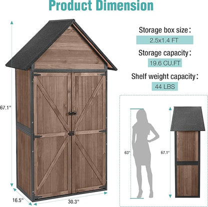 Sheds Outdoor Storage,Garden Shed with Metal Frame Structure and Adjustable Shelves,Large Capacity Storage Tool Cabinet Box for Backyard Garden Patio Lawn (Dark Brown)
