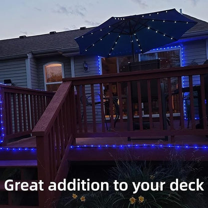 YEGUO Solar Christmas Lights Outdoor Waterproof, 2 Packs Each 33ft 100 LED Rope Lights, 8 Modes Fairy String Lights in Clear Thin Tube for Camping Fence Patio Garden Trampoline Deck(Blue)