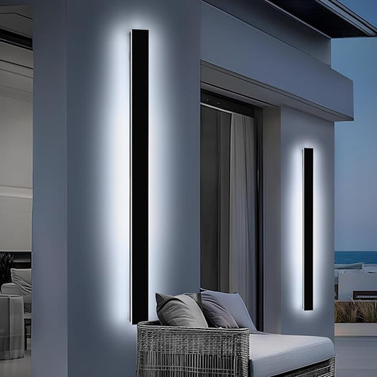 Mikeru 70.8inch Long LED Wall Light, 3000k-6000k Three Colors Switchable Modern Outdoor Wall Light Fixtures Acrylic Invisible Exterior Light for Porch Outdoor Wall Mount Lighting for House
