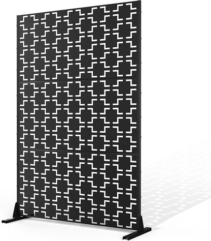 Metal Privacy Screen Outdoor Privacy Screen, Freestanding Fence Panel for Outside, 72''H×47''W, Decorative Screen Panel for Backyard/Patio/Deck
