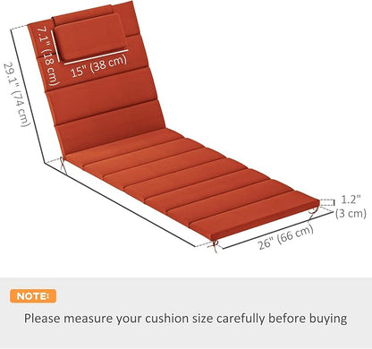 Outsunny Outdoor Lounge Chair Cushion Set of 2, 80" x 26" UPF50+ 230gsm Olefin and 25D High-Density Foam, Foldable Patio Chaise Lounge Cushion Set, Fade Resistant for Lawn Pool, Wine Red