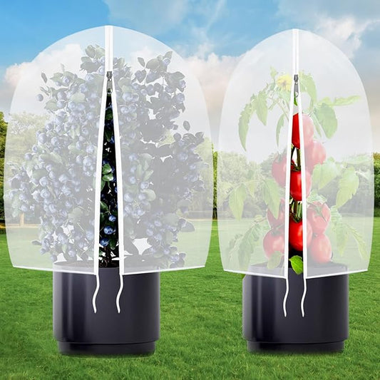 VITI Fruit Tree Netting for Cicadas - with 4Pcs 3.3Ftx3.3Ft Zipper&Drawstring Protection for Your Fruit Trees Garden Bird Netting Covers Blueberry Bush Tomato Bug Plant Protection Cherry Apple Tree