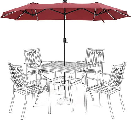 HERA'S PALACE 13ft Patio Umbrella with 120 LED Solar Lights Double Sided Outdoor Umbrella for Patio 8 Colors Changing Table Umbrella Outdoor Patio for Garden Pool