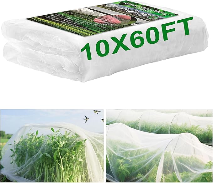 Garden Netting 10x60FT Ultra Fine Mesh Netting Bird Barrier Protection Vegetable Fruit Tree Bushes Plant Cover for Raised Bed