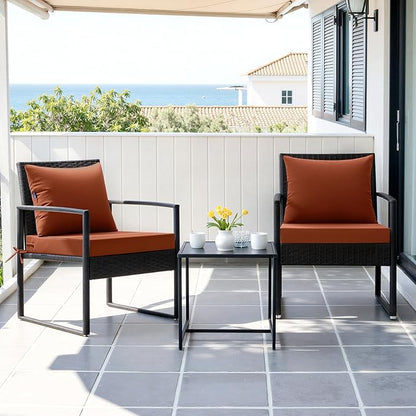 MIULEE Burnt Orange Outdoor Chair Cushion 22x22 Inch for Patio Furniture Linen Textured Waterproof & 3 Year Color Fastness Seat and Back Couch Cushion with Ties No Slip Design