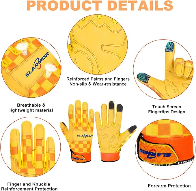 Leather-Gardening-Gloves for Women,Thorn-Proof Work-Gloves for Weeding,Digging,Planting,Pruning Yard garden Gloves