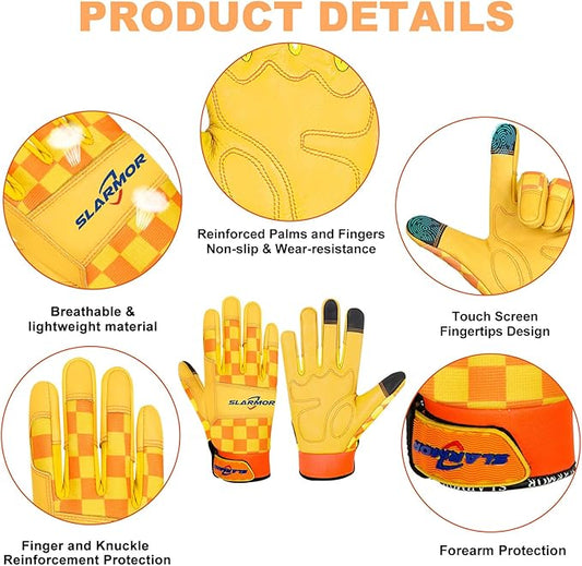 Leather-Gardening-Gloves for Women,Thorn-Proof Work-Gloves for Weeding,Digging,Planting,Pruning Yard garden Gloves