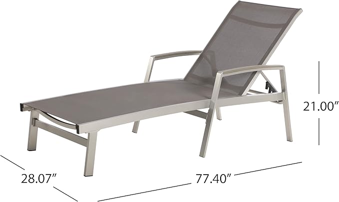 Christopher Knight Home Joy Outdoor Mesh and Aluminum Chaise Lounge (Set of 2), Gray