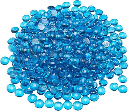 VEVOR Fire Glass, 10 lbs / 4.5 kg High-Temperature Resistant Fireplace Rocks, 3/4-Inch / 19.05 mm Reflective Firepit Glass Beads, High Luster Stone Landscaping for Fire Pit Table, Caribbean Blue