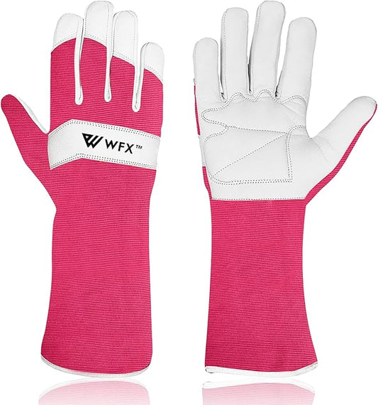 Long Gardening Gloves Leather Ladies Men Women Durable Goatskin Garden Gloves Forearm Thorn Proof Work