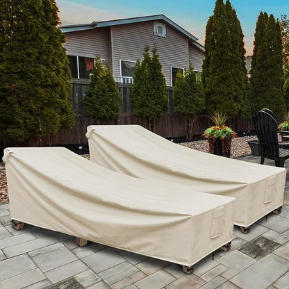 Lounge Chair Covers Outdoor Waterproof - 1Pack, 600D Weather-Resistant Polyester UV-Resistant and Tear-Resistant Fabric, Patio Chaise Lounge Covers 80" L x 30" W x 27" H, Beige