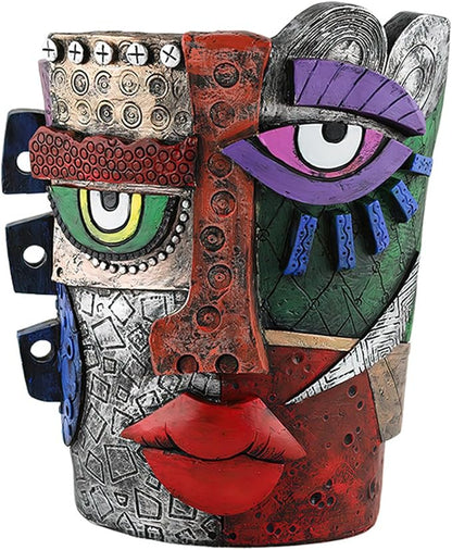 Picasso Brutalist Abstract Beauty Face Flower Pot Acolorful Art Face Vase Head Planter Unique Indoor and Outdoor Potted Plant Container for Home Decor (Serious)