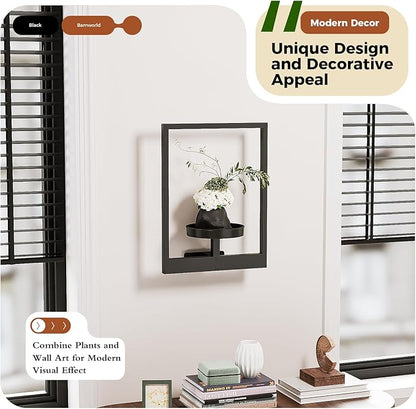 Bamworld Plant Stand Indoor Wall Decor Metal Plant Hanger Indoor Hanging Plant Holder Wall-Mounted Planters Outdoor Plant Rack Black 1 Pack (Patent Design)