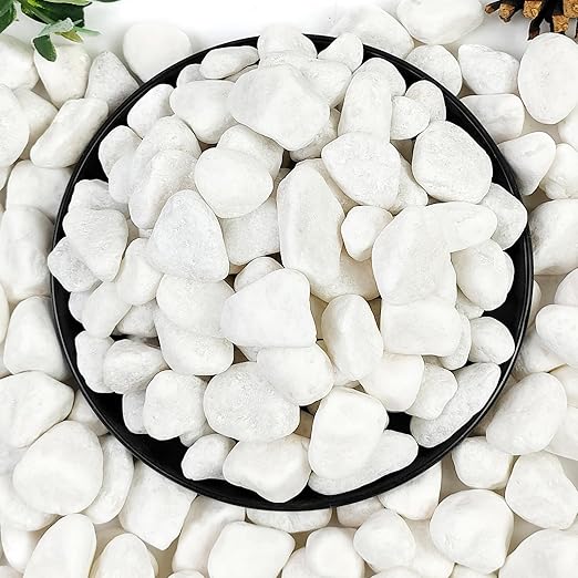 YISZM 20lb White River Rocks for Landscaping, 5/8 Inch Natural Pebbles for Indoor Plants, Snow White Decorative Stones, Ideal for Fish Tank, Vases, Crafting, Home Decor and Garden Rocks