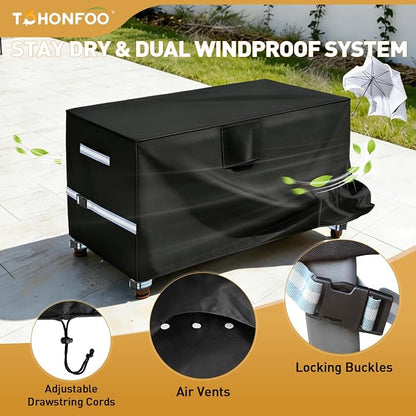 Outdoor Table Cover 55 Inch, Heavy Duty Waterproof Fabric BBQ Cart Cover Compatible with 52-inch Keter Unity XL Portable Outdoor Table, Grill Cart Serving Bar Table Patio Cabinet Cover,55" x 24" x 32"