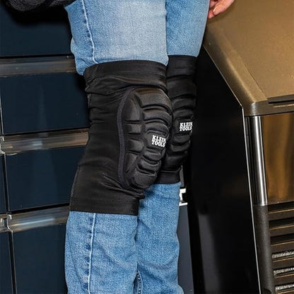 Klein Tools 60614 Knee Pads, Lightweight Padded Knee Sleeves, Breathable Mesh Back, Elastic Cuff with Slip-Resistant Silicone, S/M, Black