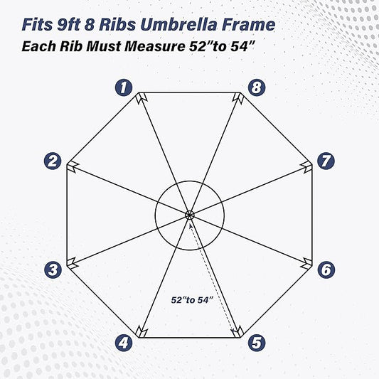 Simple Deluxe 9' Patio Umbrella Replacement Canopy Only Outdoor Table Market Yard Umbrella Replacement Top Cover with 8 Ribs, Dark Blue