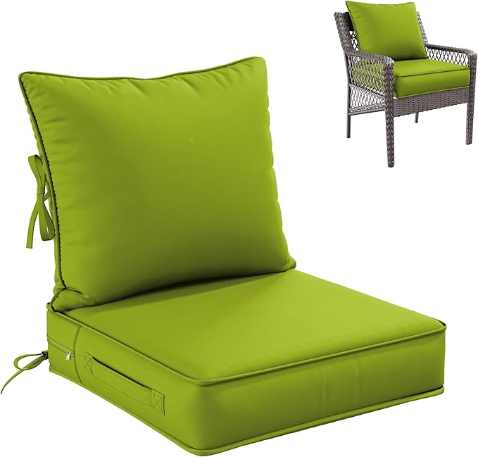Premium Outdoor Seat Cushion Chair Cushions for Patio Furniture 19 L X 19 W X 4 H Waterproof & Fade Resistant Deep Seat and Backrest Cushion Set with Removable Covers for Chair, Sofa