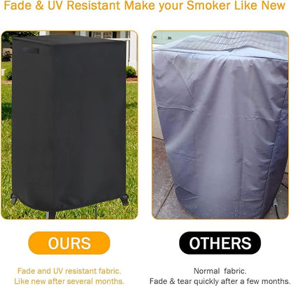 Smoker Cover Fit for Cuisinart 36” Vertical Propane Smoker, Waterproof Outdoor Smoker BBQ Smoker Grill Covers,Black (21" L x 21" W x 44" H)
