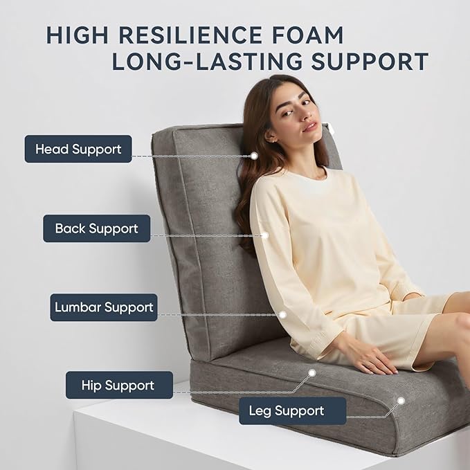 8-Piece Outdoor Patio Cushion Set - Fade & Water Resistant with Removable Olefin Cover, 22x24x4 Inch Memory Foam Cushions for Wicker Sectional Sofa – Grey/Regular