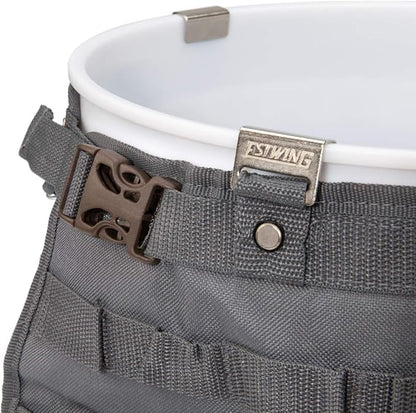 Estwing 28-Compartment 5-gallon Bucket Tool Organizer/Tool Bag, Durable Polyester, Heavy-Duty Steel Hangers, Zippered Pocket, 16 Open-top Pockets, 11 Tool Loops, Buckle Security Strap