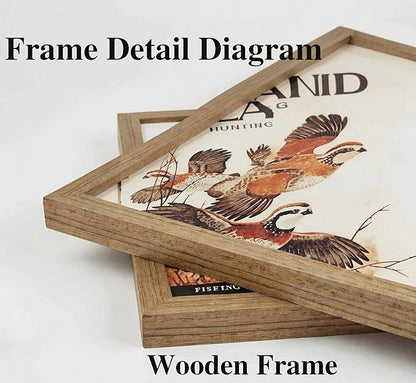 3Pcs Framed Retro Hunting Canvas Wall Art Outdoorsy Wild Animal Wall Decor Pictures Nature Wilderness Deer Wild Duck Fishing Posters Prints Gift Send Hunter Dad for Living Room Bedroom Home Decoration