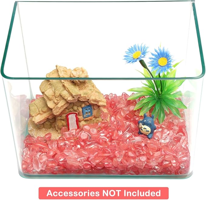 WAYBER Decorative Pebbles, 2 Lbs/920g (Fill 2 Cups) Pink Crystal Quartz Stones Irregular Rock Gravel for Aquarium Turtle Tank Decoration/Succulent Plant Landscape/Flowerpot Vase Ornament