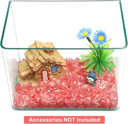WAYBER Decorative Pebbles, 2 Lbs/920g (Fill 2 Cups) Pink Crystal Quartz Stones Irregular Rock Gravel for Aquarium Turtle Tank Decoration/Succulent Plant Landscape/Flowerpot Vase Ornament