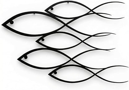 DEKADRON Metal Wall Decor, Fish Family,Home Decoration,Wall Sign, Metal Wall Art, Interior Decoration, Indoor Outdoor Hangings (29" W x 20" H / 75x50cm)