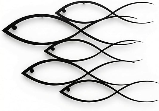 DEKADRON Metal Wall Decor, Fish Family,Home Decoration,Wall Sign, Metal Wall Art, Interior Decoration, Indoor Outdoor Hangings (29" W x 20" H / 75x50cm)