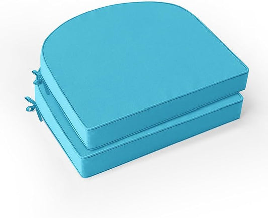 Outdoor Chair Cushions Set of 2: Waterproof & Fade Resistant Patio Furniture Cushions - 19 x 19 x 2 Inch Non Slip Round Corner Seat Cushion Pads with Removable Cover for Garden Yard Lawn, Teal