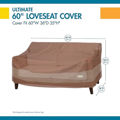 DUCKCOVERS ULV623835 Ultimate Patio Loveseat Cover, 62 "W x 38" D x 35" H, Mocha Cappuccino, Patio Furniture Covers