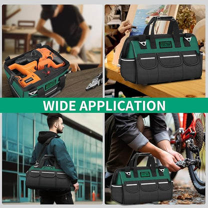 GrenPRO Tool Bag Organizer for Men, Wide Mouth Small Tool Bags,13.5 Inch Soft Handle Toolbox Organizer Storage, Large Zipper Electrician Tool Bag