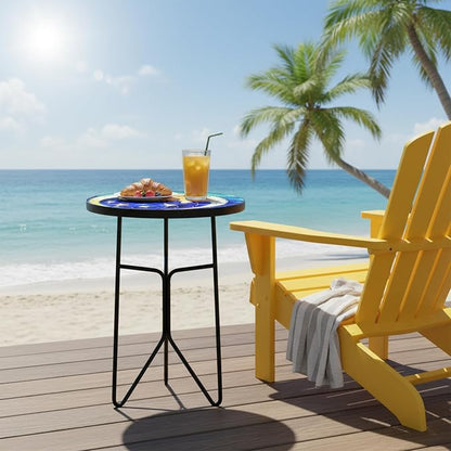 12 Inch Folding Outdoor Side Tea Table,Moon Kitten Small Accent Tables, Plant Tables Indoor,Garden or Living Room Decor Afternoon Tea Dinner Table, Simple Assembly Cast Iron Plant Stand