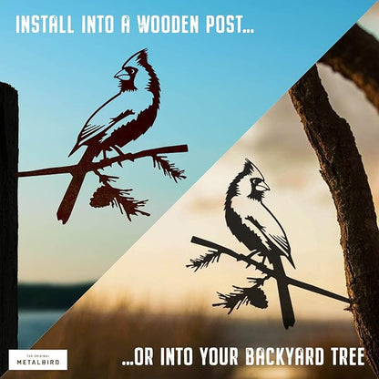METALBIRD - Cardinal - Outdoor Tree Ornaments in Corten Steel - Metal Art Proudly Made in The USA