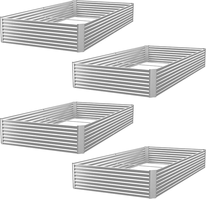 BTDVR 4 Pcs 6×3ft Galvanized Raised Garden Bed Outdoor, Metal Raised Beds for Vegetables, Above Ground Garden Box for Flower, Steel Garden Bed for Gardening