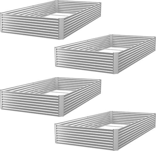 BTDVR 4 Pcs 6×3ft Galvanized Raised Garden Bed Outdoor, Metal Raised Beds for Vegetables, Above Ground Garden Box for Flower, Steel Garden Bed for Gardening