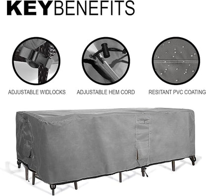 KHOMO GEAR - Patio Table & Chair Set Cover - Durable and Water Resistant Outdoor Furniture Cover, Extra Large