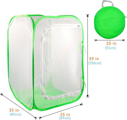 Mesh Plant Tent Enclosure, Pop-Up Cage Plant Cover, Outdoor Garden Protection Guard for Pests, Bird, Pest (35 x 35 x 59 Inches)