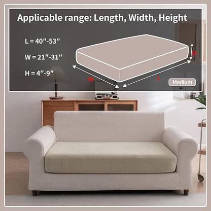 OHSIO Sectional Couch Covers, Wear Resistant Stretch Sofa Covers Washable Soft Couch Cushion Covers Anti Slip Furniture Protector Sofa Slipcovers for Pets (1 Piece Loveseat Cover, Light Brown)