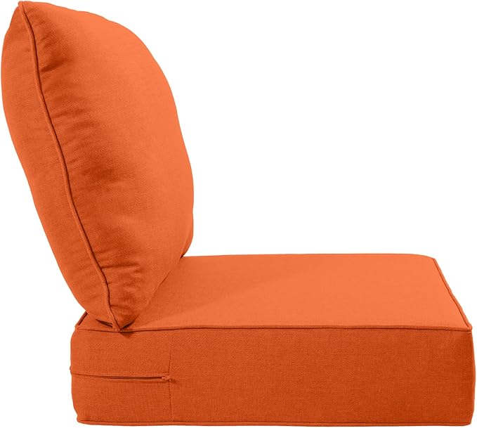 Luxury 24x24x6 Inch Outdoor Cushions for 5 Peice Patio Furniture Set - Set of 5 Water-Resistant Pillow for Dining Rocking Swivel Chairs Loveseat Couch Sectional Sofa - Orange