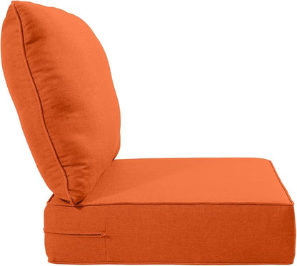 Luxury 24x24x6 Inch Outdoor Cushions for 5 Peice Patio Furniture Set - Set of 5 Water-Resistant Pillow for Dining Rocking Swivel Chairs Loveseat Couch Sectional Sofa - Orange