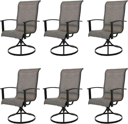 Grand patio Outdoor Swivel Dining Chairs 6-Piece Patio Dining Chair Set Mesh Sling Patio High Back Swivel Rockers, Mixed Coffee
