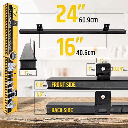 24" Heavy-Duty Magnetic Tool Holder (Upgraded Version) - Extremely Powerful Magnetic Pull Force to Hold Heavy Tools - Professional Space-Saving Magnetic Bar - Tool Organizer Rack/Strip