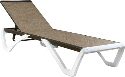Kozyard Outdoor Chaise Lounge Chair, Fully Flat Adjustable Patio Lounger with Aluminum Frame & Resin Legs, Textilene Fabric for Poolside, Backyard & Beach (Beige)