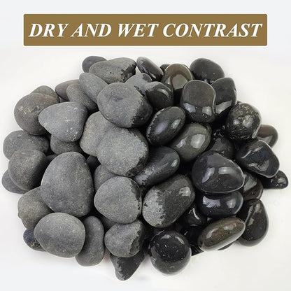 FANTIAN 40 lbs Bulk Black River Rocks for Landscaping, 3-4 Inch Mexican Beach Pebbles, Decorative Black Stones for Planters Garden Fish Tank Walkways and Outdoor Decorative Stones