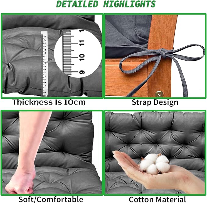 Replacement Cushions for Swing, Swing Cushions 3 Seater Replacement, Waterproof Thicken Washable Pad Cushion for Outdoor Indoor Furniture Swing Patio (Gray01, 40x60 inch)