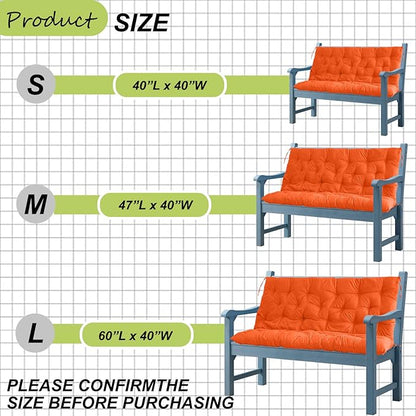 Replacement Cushions for Swing, Waterproof Porch Swing Cushion, 2-3 Seat Replacement Swing Seat Cushion with Backrest and Ties for Patio Backyard Porch Garden(Orange 40 * 60 in)
